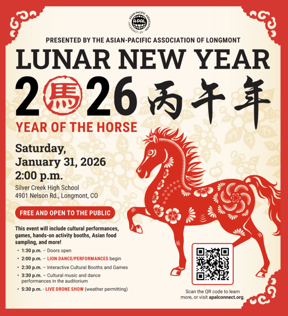 Lunar New Year event on January 31, 2026, celebrating the Year of the Horse at Silver Creek High School. Free entry.